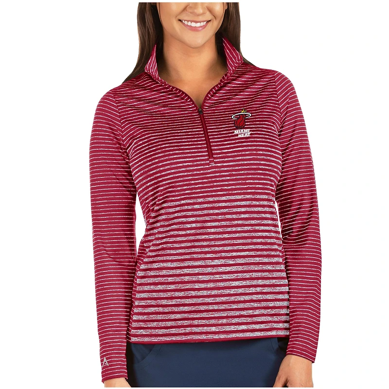 Veste demi-zipée Pace rouge chiné Antigua pour femme des Miami Heat