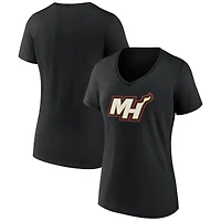 T-shirt à col en V blanc pour femme Miami Heat avec logo alternatif