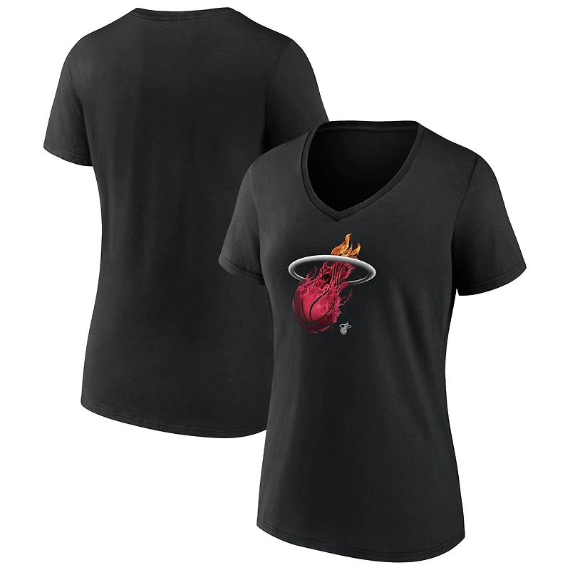 Women's Black Miami Heat Midnight Mascot V-Neck T-Shirt