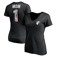 Women's  Black Miami Heat Mother's Day Logo V-Neck T-Shirt