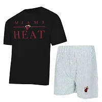 Ensemble pyjama t-shirt et short Miami Heat Copeland noir blanc pour femme de Concepts Sport