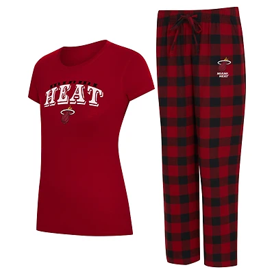 Women's Concepts Sport Red/Black Miami Heat Avondale T-Shirt & Pants Flannel PJ Set