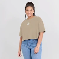 Women's Fanatics Khaki Miami Heat Elements Super Soft Boxy Cropped T-Shirt