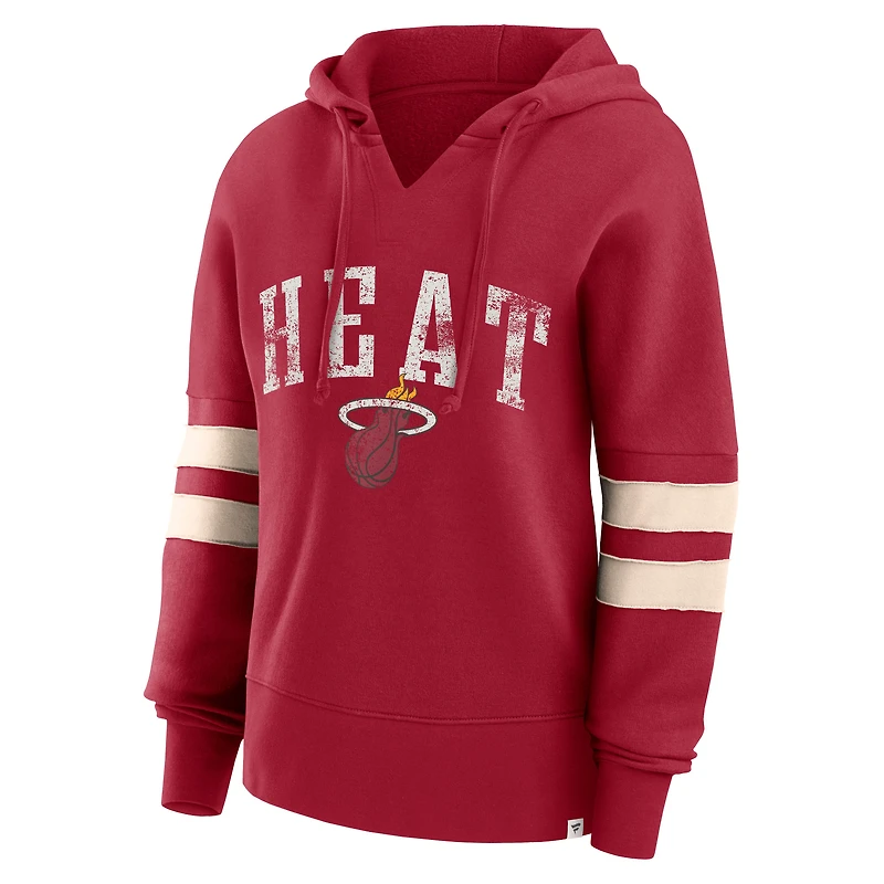 Sweat à capuche rouge Fanatics Miami Heat Bold Move Dolman col en V pour femmes