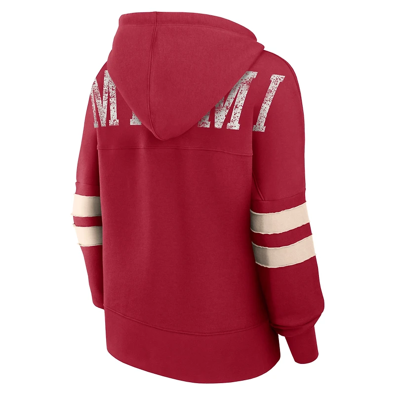 Sweat à capuche rouge Fanatics Miami Heat Bold Move Dolman col en V pour femmes