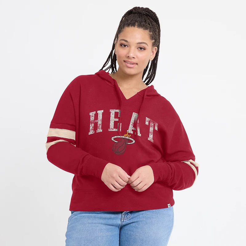 Sweat à capuche rouge Fanatics Miami Heat Bold Move Dolman col en V pour femmes