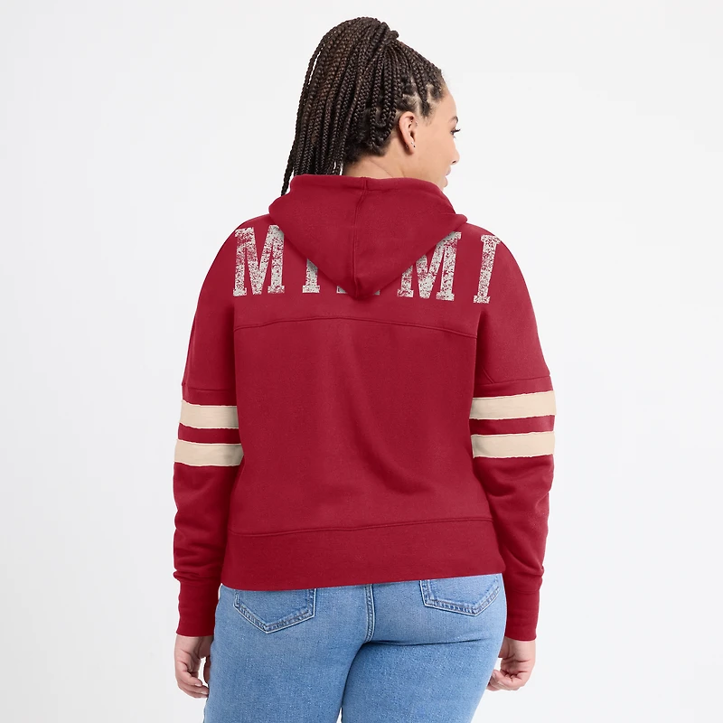 Sweat à capuche rouge Fanatics Miami Heat Bold Move Dolman col en V pour femmes
