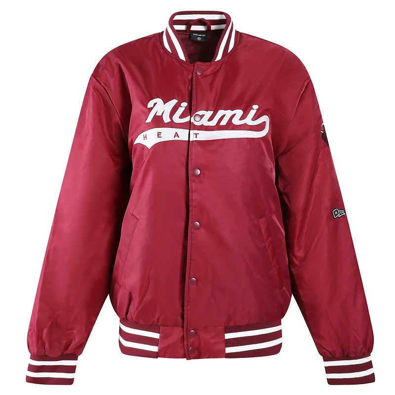 Veste universitaire Hype and Vice bordeaux Miami Heat à boutons-pression pour femmes