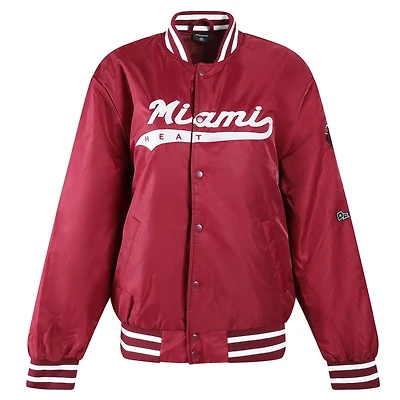 Veste universitaire Hype and Vice bordeaux Miami Heat à boutons-pression pour femmes