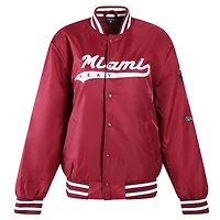 Veste universitaire Hype and Vice bordeaux Miami Heat à boutons-pression pour femmes
