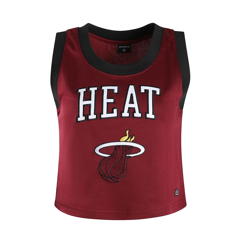 Débardeur court à col rond rouge Miami Heat pour femme de la marque Hype and Vice