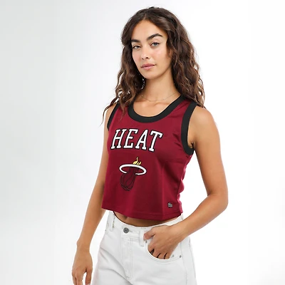 Women's Hype and Vice  Red Miami Heat Cropped Basketball Scoop Neck Tank Top