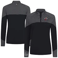 Women's Levelwear Black Miami Heat Classic Stripes Quarter-Zip Top
