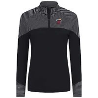 Women's Levelwear Black Miami Heat Classic Stripes Quarter-Zip Top