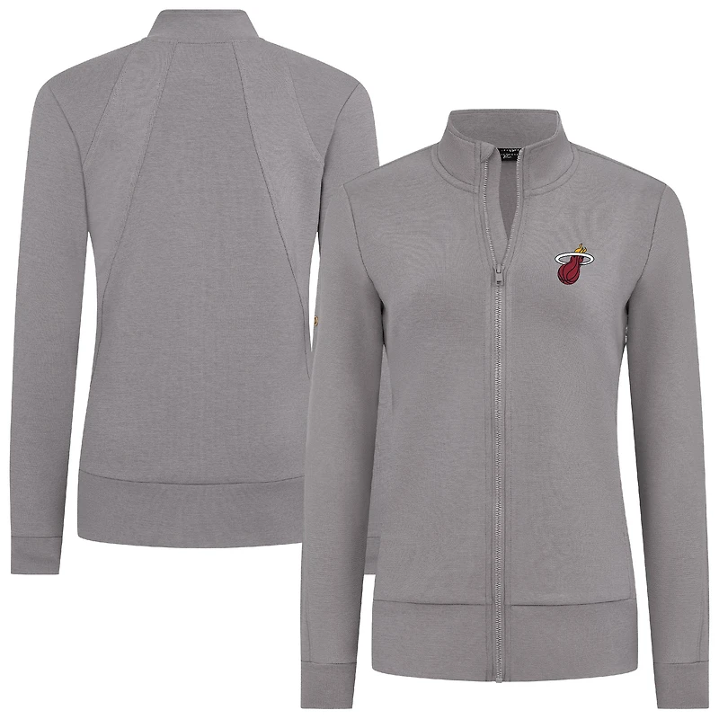 Veste zippée intégrale grise Miami Heat Shine pour femme Levelwear