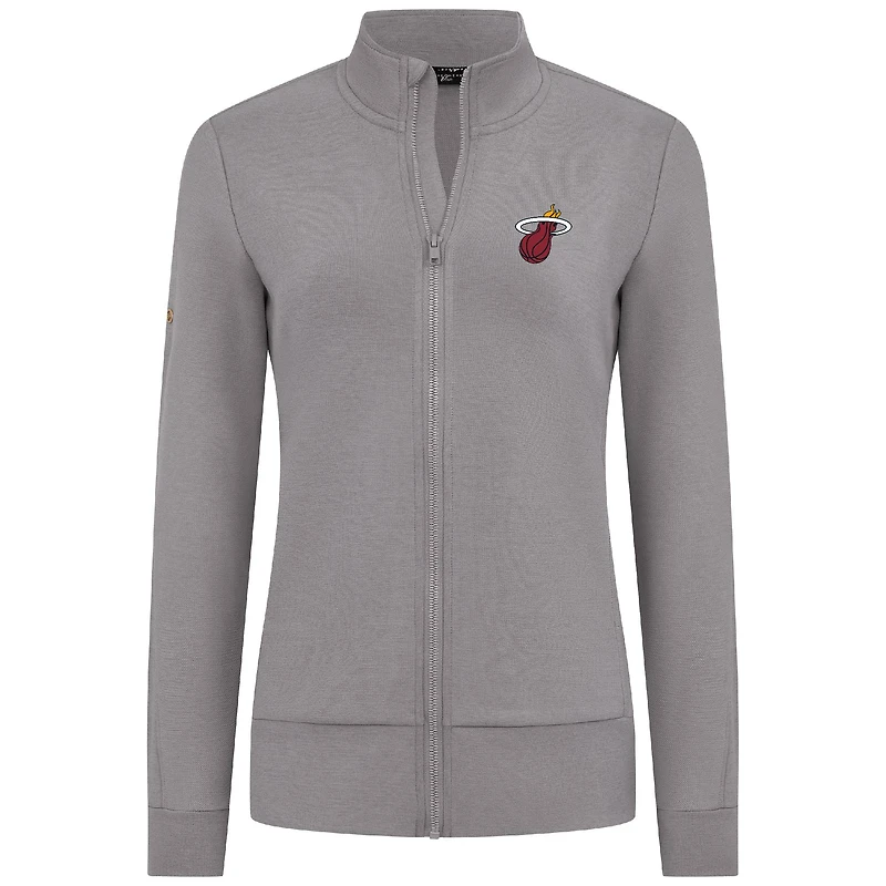 Veste zippée intégrale grise Miami Heat Shine pour femme Levelwear