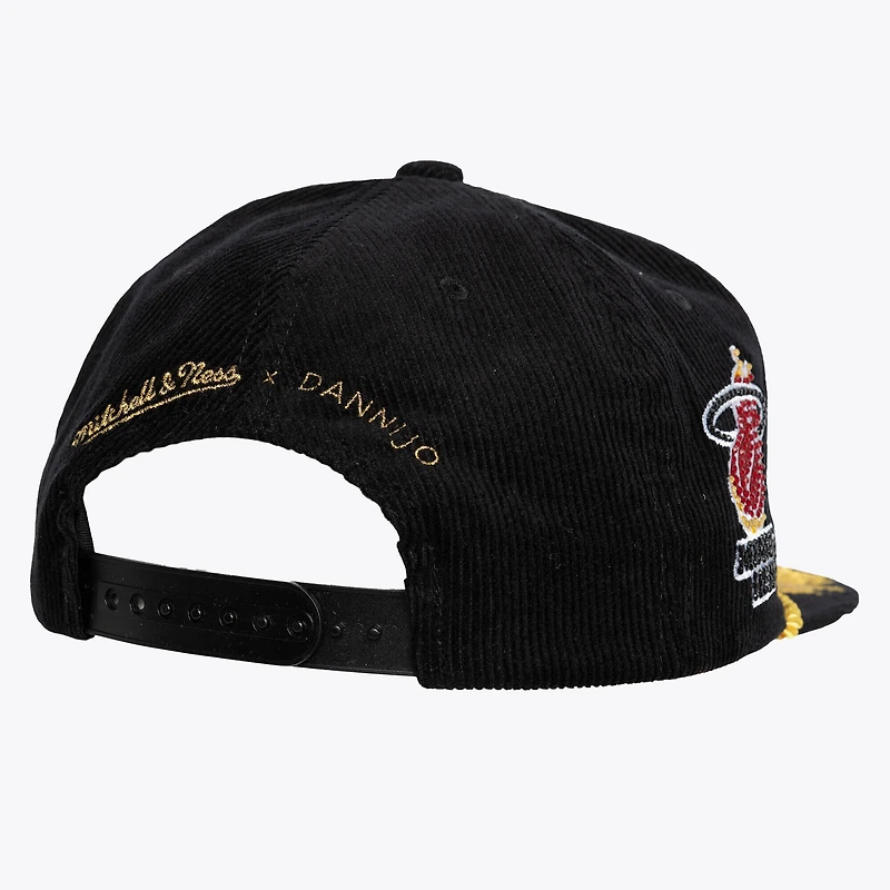 Women's Mitchell & Ness x DANNIJO Black Miami Heat Deadstock Cord Snapback Hat