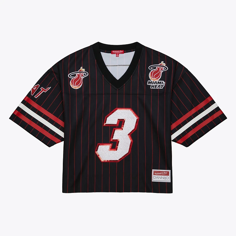 Maillot de football court noir pour femme Mitchell & Ness x DANNIJO Miami Heat