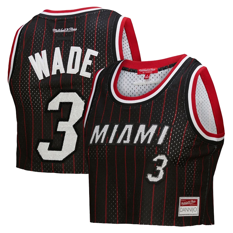 Maillot de basket-ball court noir Mitchell & Ness x DANNIJO Dwyane Wade pour femme, modèle Miami Heat