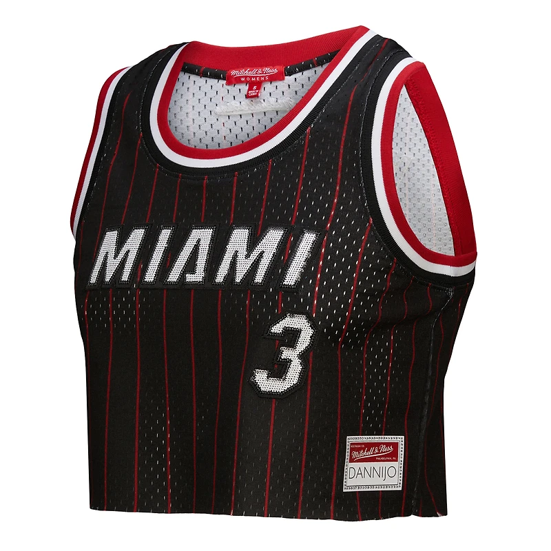 Women's Mitchell & Ness x DANNIJO Dwyane Wade Black Miami Heat Fashion Cropped Basketball Jersey