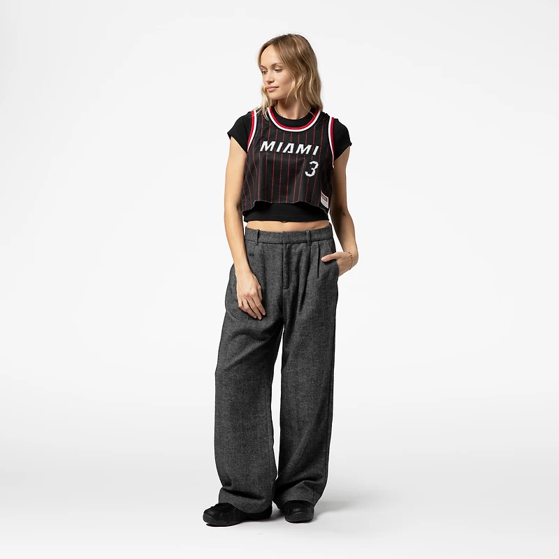 Women's Mitchell & Ness x DANNIJO Dwyane Wade Black Miami Heat Fashion Cropped Basketball Jersey