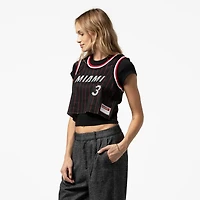 Women's Mitchell & Ness x DANNIJO Dwyane Wade Black Miami Heat Fashion Cropped Basketball Jersey