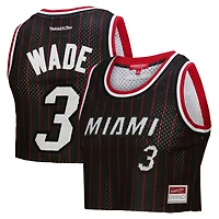 Women's Mitchell & Ness x DANNIJO Dwyane Wade Black Miami Heat Fashion Cropped Basketball Jersey