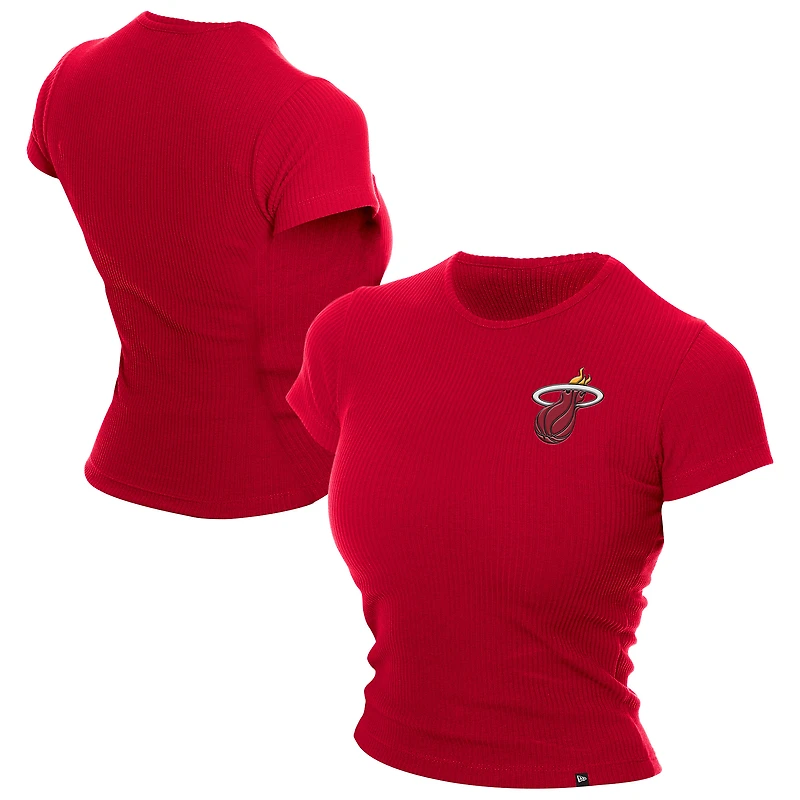 T-shirt court rouge foncé Miami Heat Leisure Collection Baby Doll de New Era pour femme