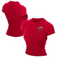 Women's New Era  Dark Red Miami Heat Leisure Collection Baby Doll Cropped T-Shirt
