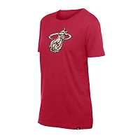 Women's New Era Red Miami Heat Glam Game Flower T-Shirt