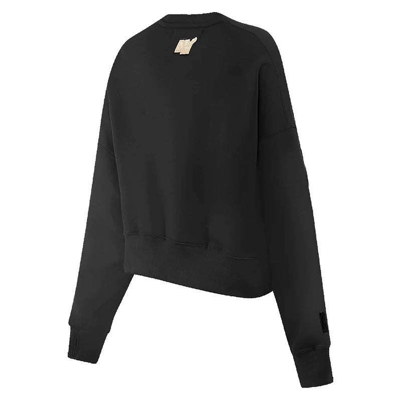 Women's Pro Standard  Black Miami Heat Glam Cropped Pullover Sweatshirt