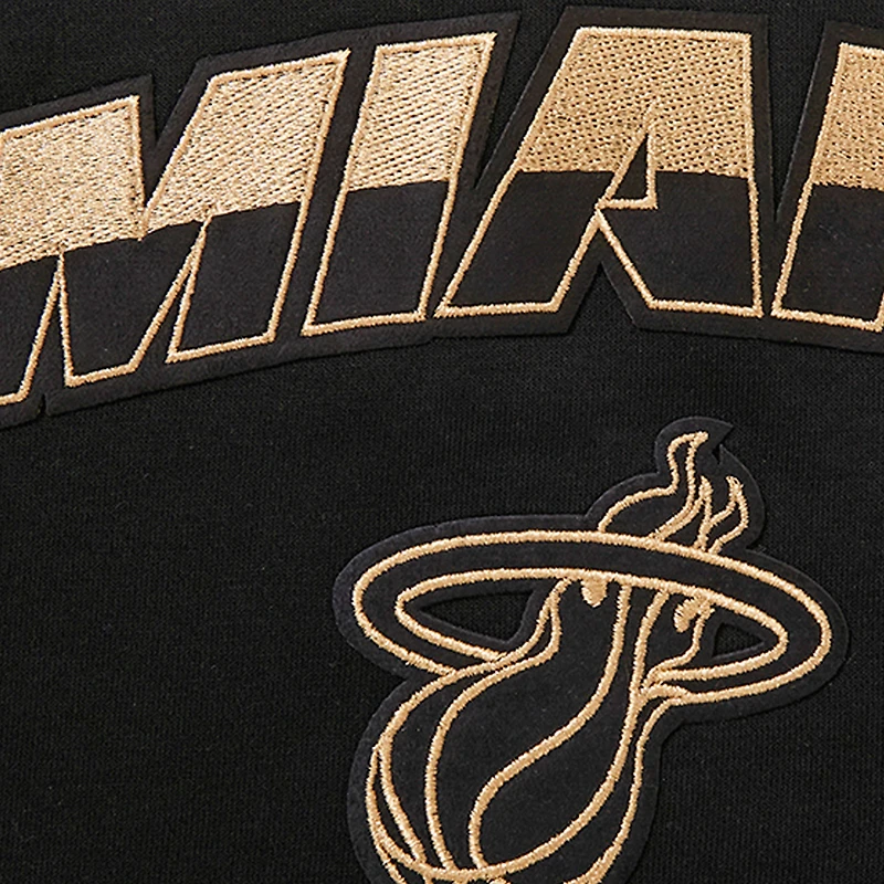 Sweat-shirt court Pro Standard noir Miami Heat Glam pour femmes