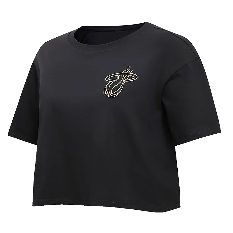Women's Pro Standard Black Miami Heat Holiday Glam Boxy T-Shirt
