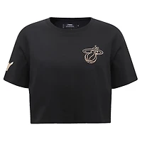 Women's Pro Standard Black Miami Heat Holiday Glam Boxy T-Shirt