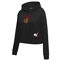 Women's Pro Standard Black Miami Heat Jewels Cropped Pullover Hoodie