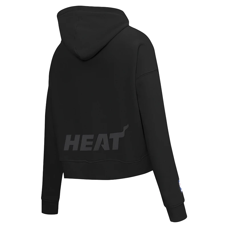 Women's Pro Standard Black Miami Heat Jewels Cropped Pullover Hoodie