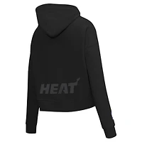 Women's Pro Standard Black Miami Heat Jewels Cropped Pullover Hoodie