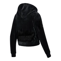 Women's Pro Standard Miami Heat Triple Black Velour Full-Zip Hoodie