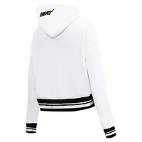 Sweat à capuche court Pro Standard blanc Miami Heat Script Tail pour femmes