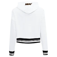 Sweat à capuche court Pro Standard blanc Miami Heat Script Tail pour femmes