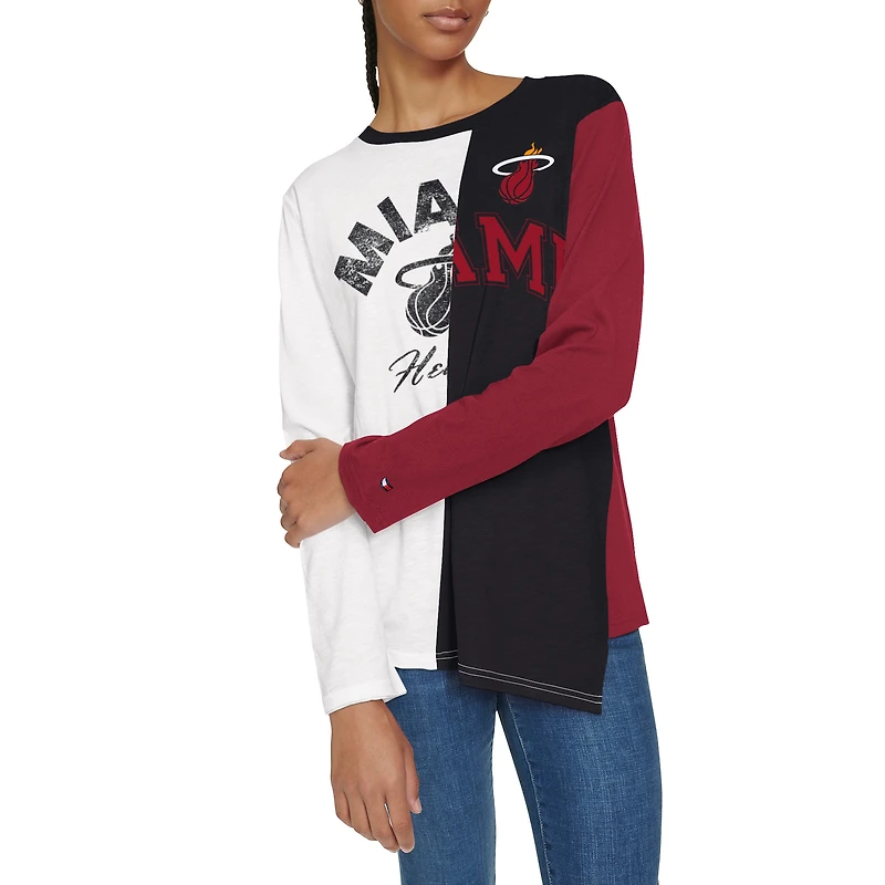 T-shirt à manches longues blocs de couleurs Amelia Miami Heat blanc/noir Tommy Jeans pour femme