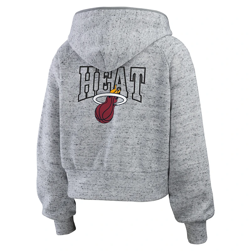 Sweat à capuche zippé intégral moucheté Miami Heat de WEAR by Erin Andrews pour femme, gris chiné