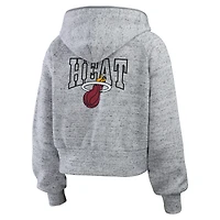Sweat à capuche zippé intégral moucheté Miami Heat de WEAR by Erin Andrews pour femme, gris chiné