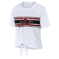 T-shirt blanc noué sur le devant WEAR by Erin Andrews pour femmes des Miami Heat