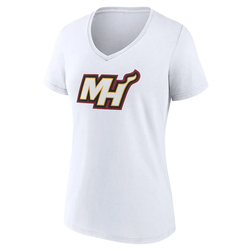 Women's White Miami Heat Alternate Logo V-Neck T-Shirt