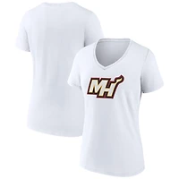 Women's  White Miami Heat Alternate Logo V-Neck T-Shirt