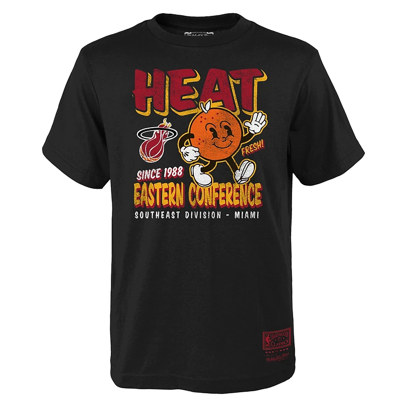 T-shirt noir Mitchell & Ness pour jeunes avec personnage de concession alimentaire Miami Heat