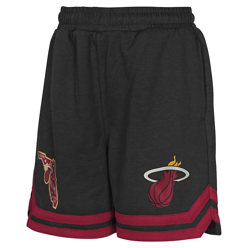Youth Black Miami Heat Teardrop Fleece Shorts