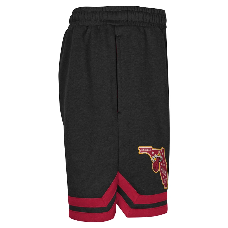 Youth Black Miami Heat Teardrop Fleece Shorts