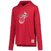 Youth Mitchell & Ness Red Miami Heat Hardwood Classics Legendary Slub Lightweight Pullover Hoodie